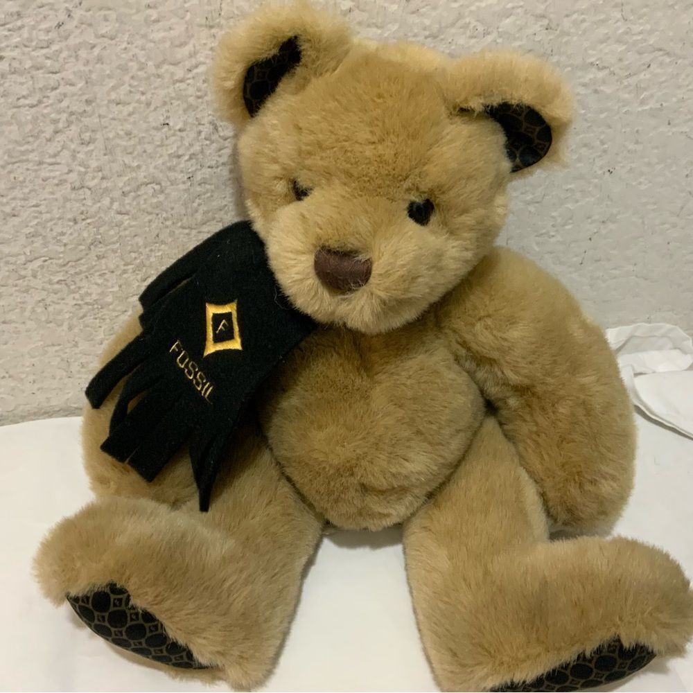 Authentic Fossil Teddy Bear Plush Stuffed Animal Felt Scarf